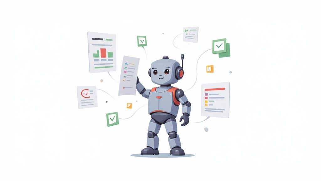 A person setting up automated workflows on a computer