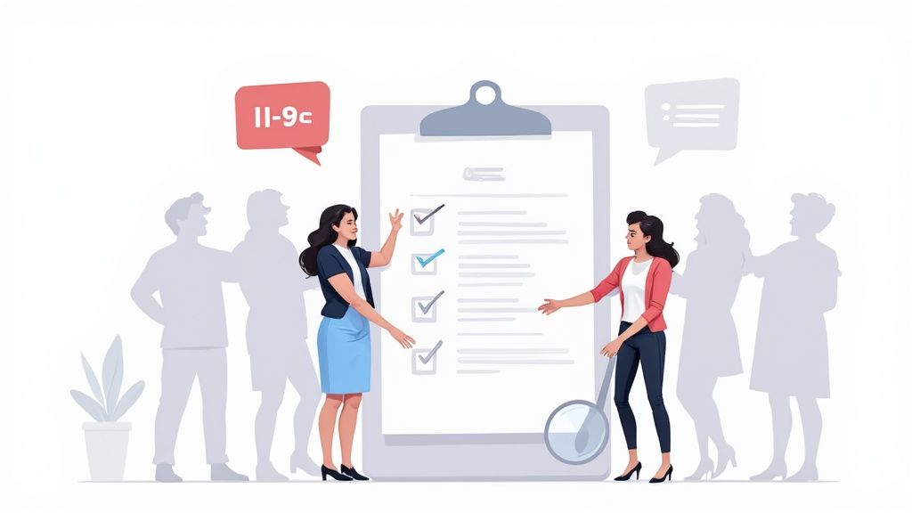 A new employee smiling while signing paperwork in a bright, welcoming office, illustrating a positive and compliant onboarding experience.