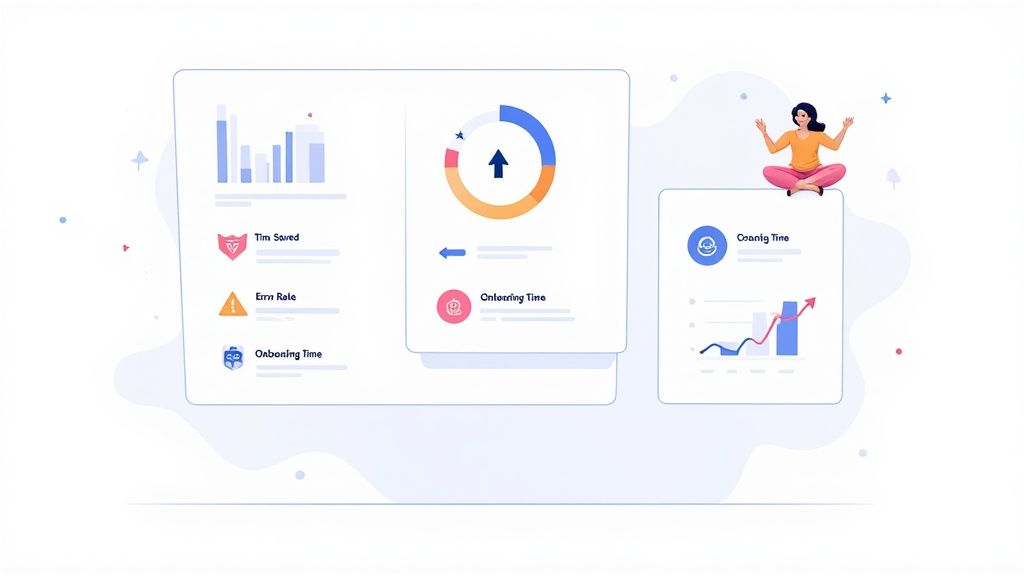 A dashboard on a screen showing various business metrics and KPIs, symbolizing the measurement of success.