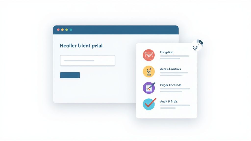 A digital lock icon overlaid on a folder, symbolizing a secure and professional file request system.