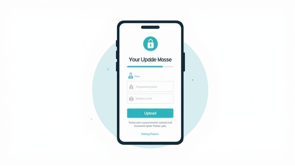 A person on a laptop interacting with a branded, secure document upload portal on the screen.