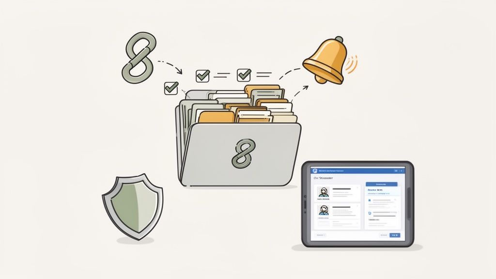 Digital document management system with security, process automation, notifications, and user interf